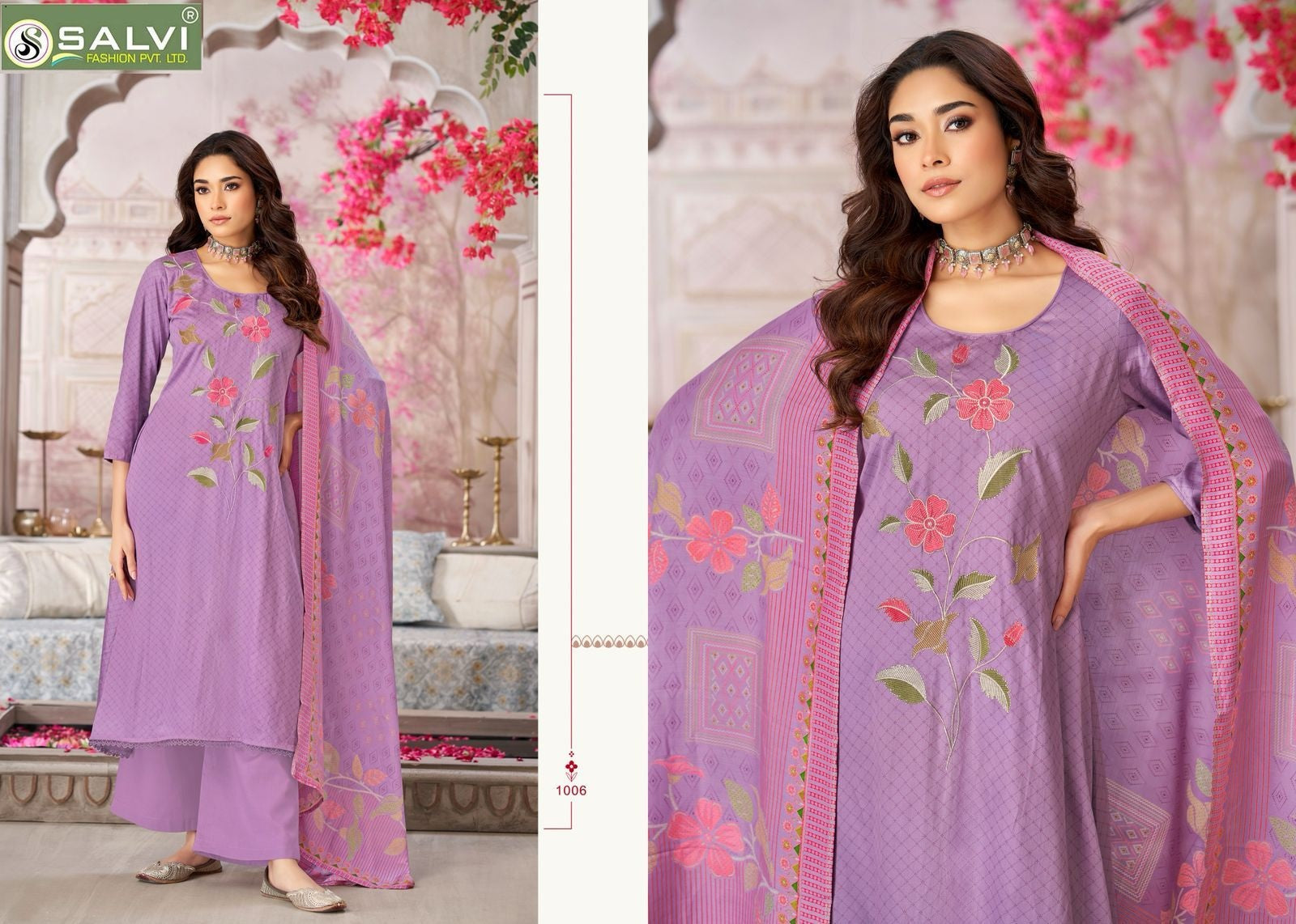 Sitarya Salvi Fashion Jam Satin Plazzo Style Suits Supplier