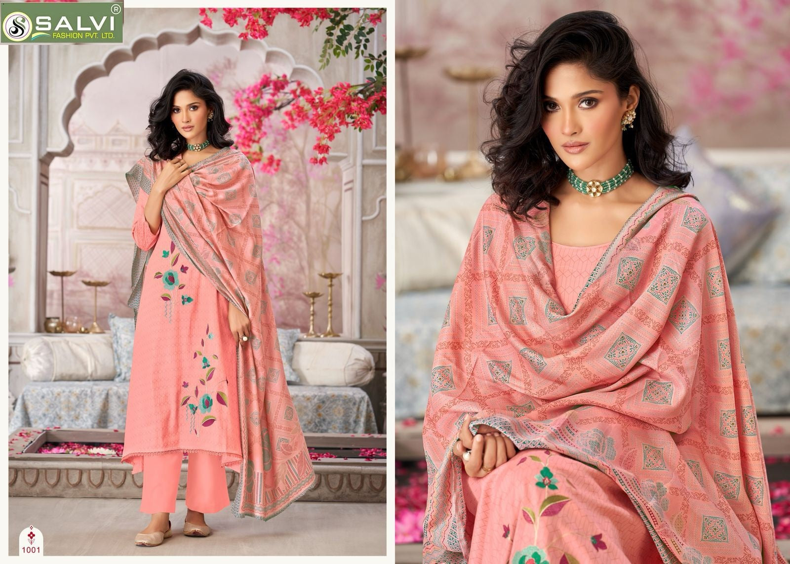 Sitarya Salvi Fashion Jam Satin Plazzo Style Suits Supplier