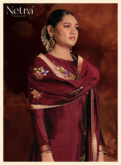 Sivara Netra Woven Silk Pant Style Suits Exporter Ahmedabad