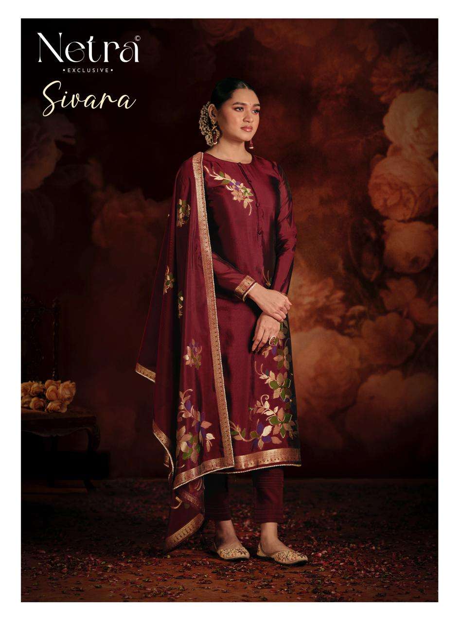 Sivara Netra Woven Silk Pant Style Suits Exporter Ahmedabad