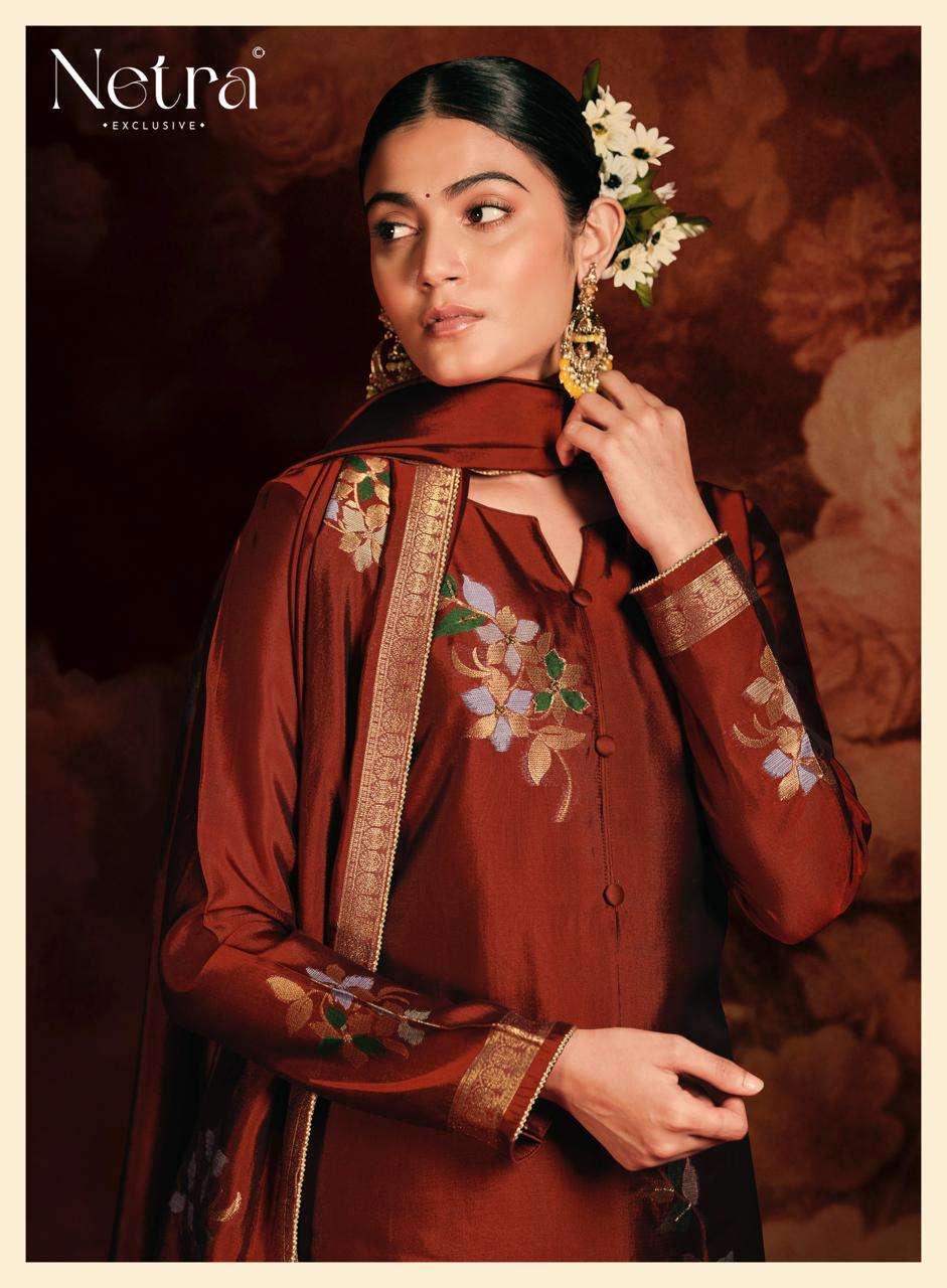 Sivara Netra Woven Silk Pant Style Suits Exporter Ahmedabad