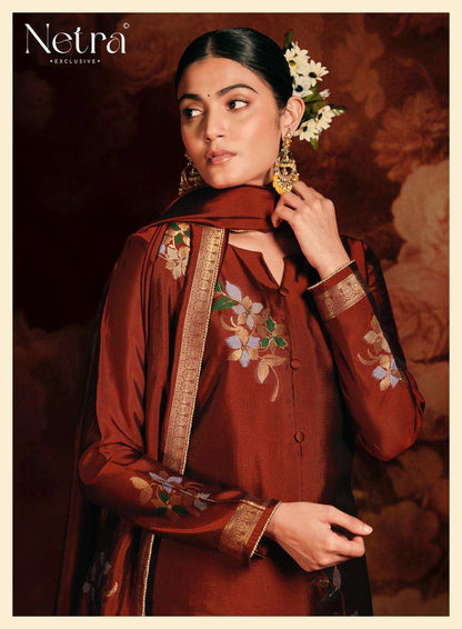 Sivara Netra Woven Silk Pant Style Suits Exporter Ahmedabad