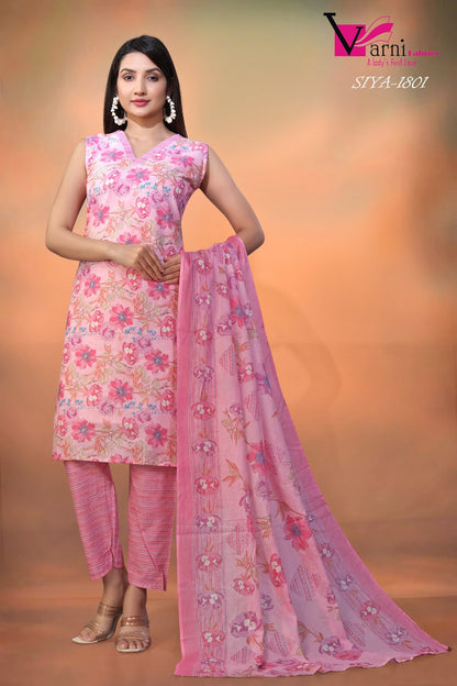 Siya 1801-1803 Varni Fabrics Cambric Cotton Readymade Pant Style Suits Exporter India