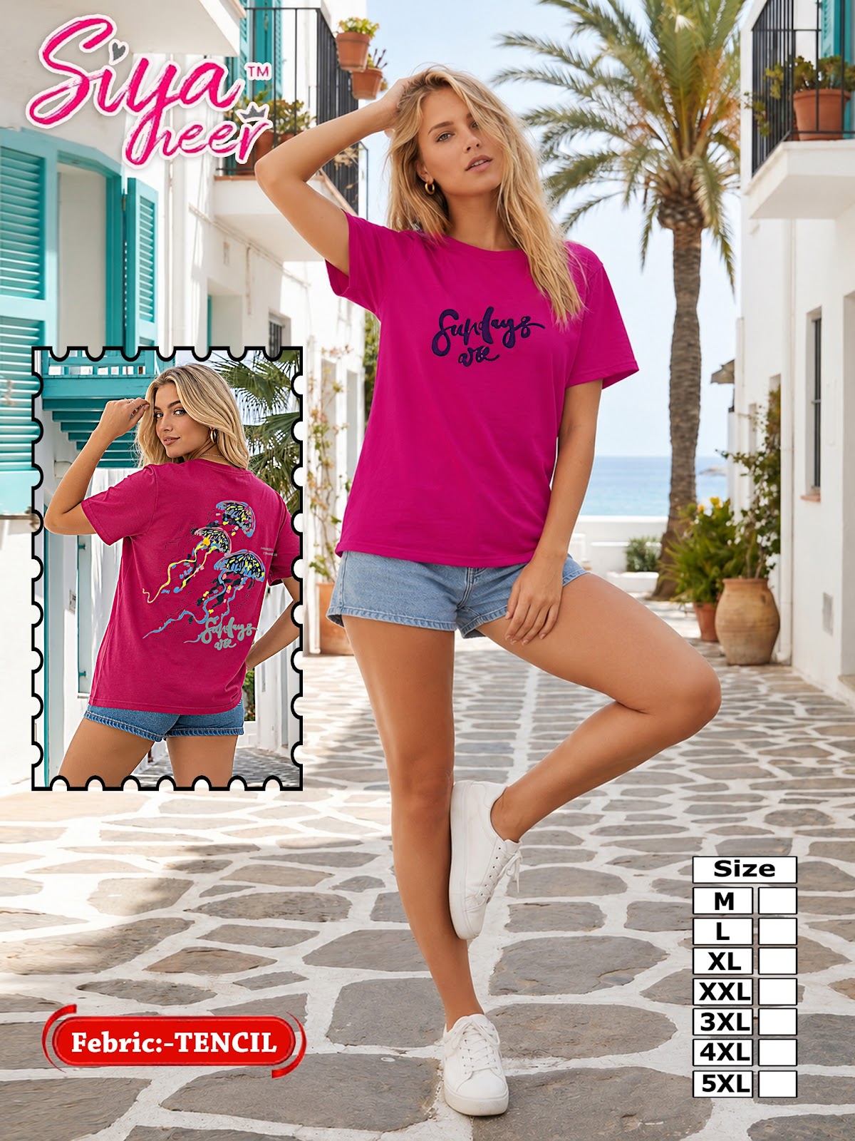 Siya Heer Plus Size Amiti Tencil Women Oversized Tshirt Supplier Gujarat
