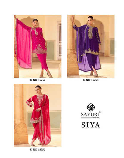 Siya Sayuri Crepe Silk Readymade Suits Wholesale Price