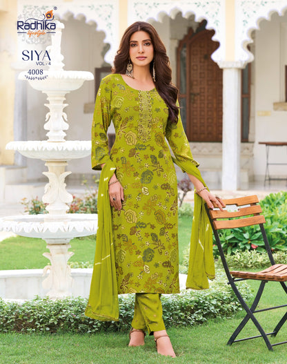 Siya Vol 4 Radhika Lifestyle Reyon Readymade Pant Style Suits Exporter