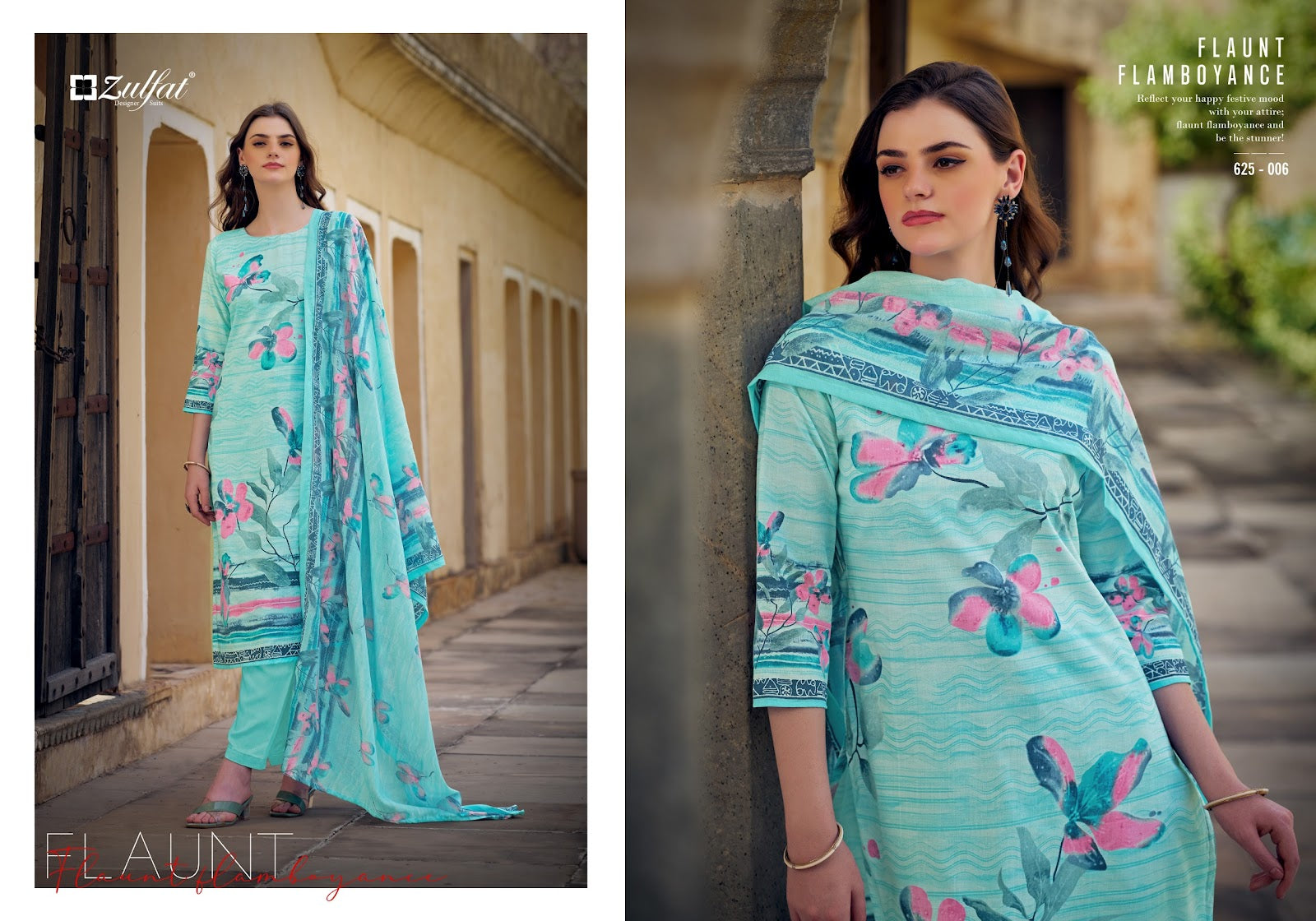 Siya Zulfat Designer Cotton Karachi Salwar Suits Manufacturer Gujarat