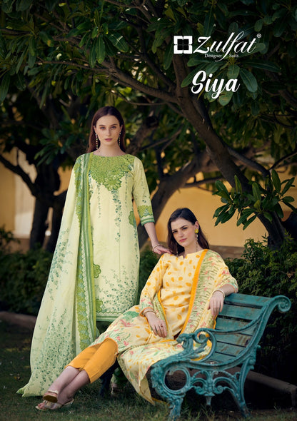 Siya Zulfat Designer Cotton Karachi Salwar Suits Manufacturer Gujarat