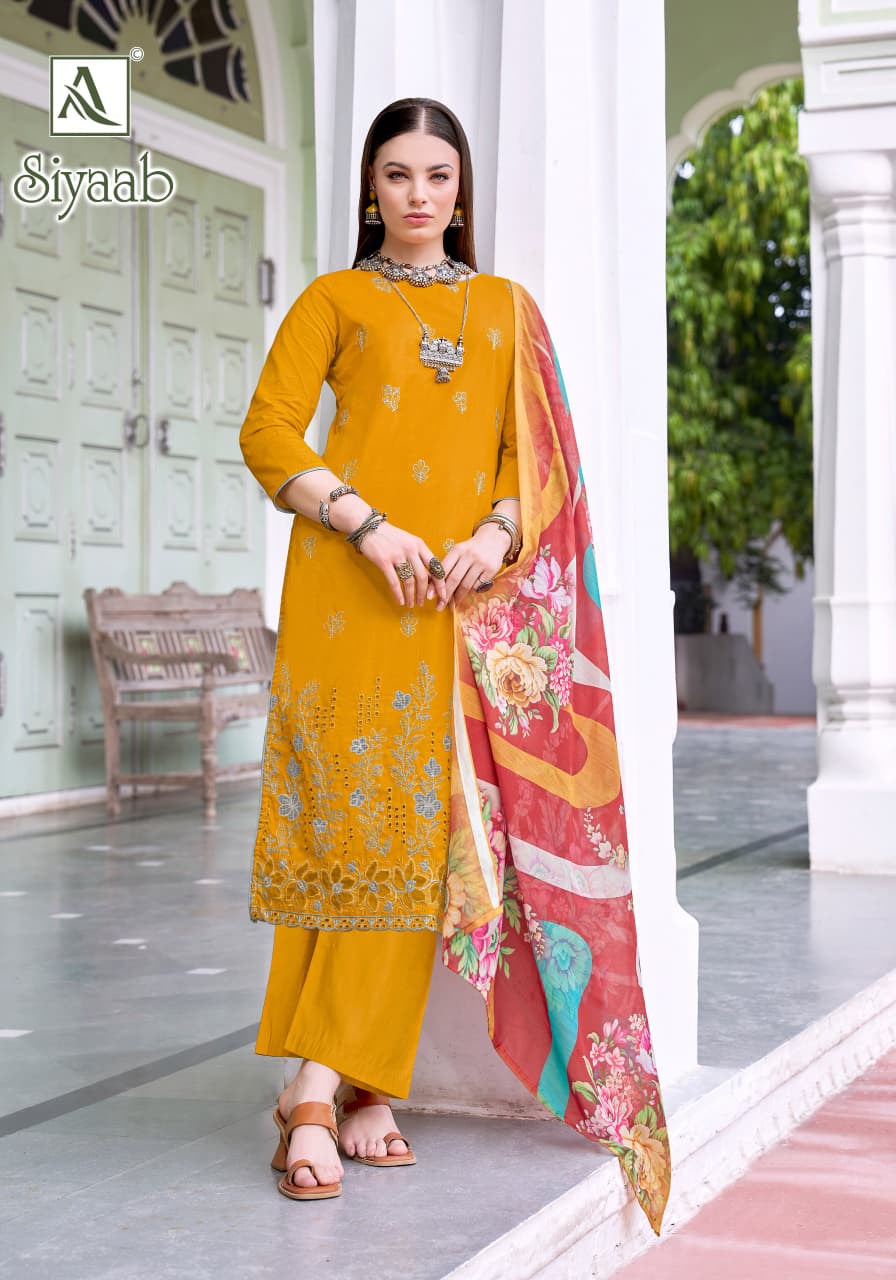 Siyaab Alok Pure Cotton Karachi Salwar Suits Supplier Gujarat