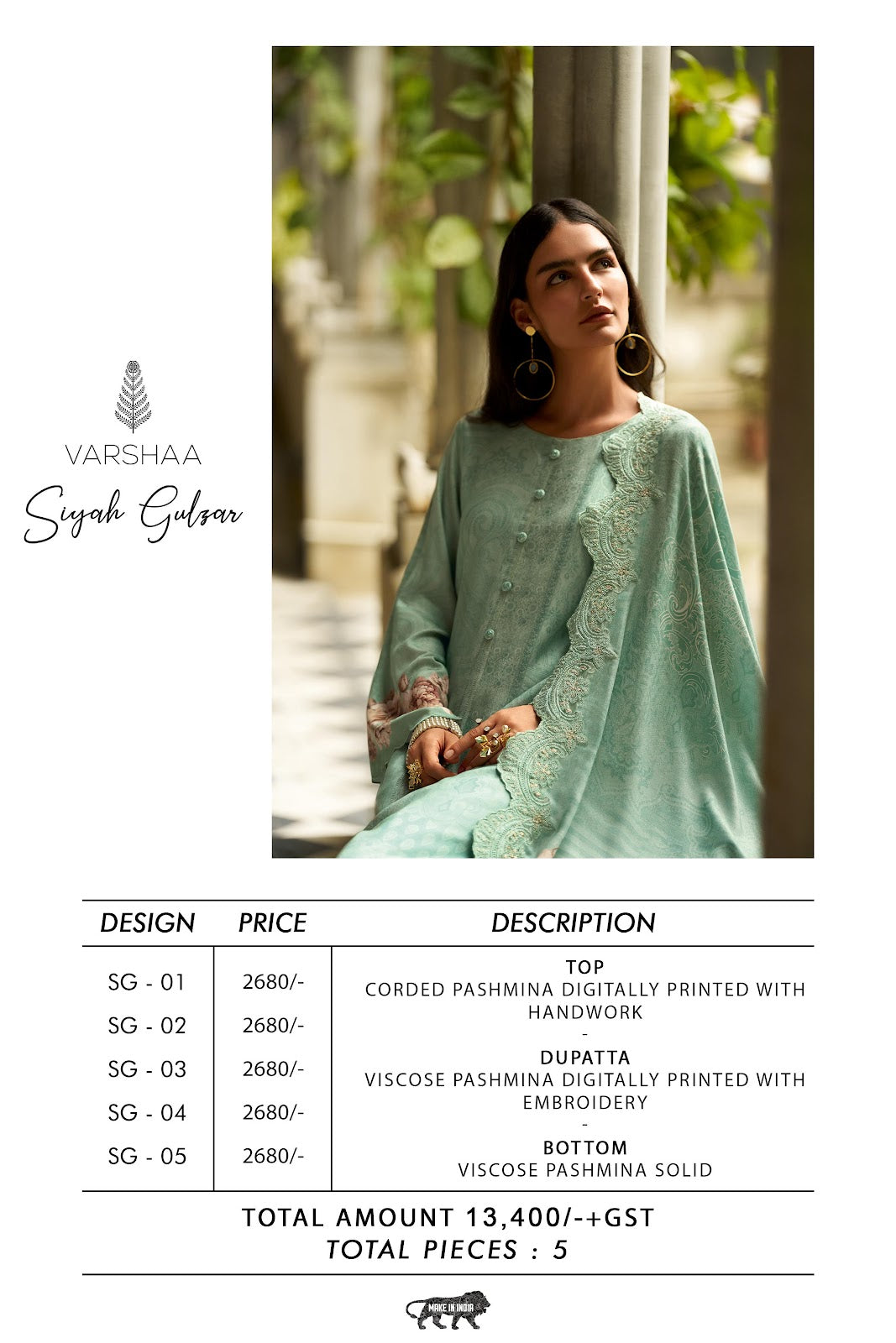 Siyah Gulzar Varshaa Pashmina Suits Wholesale Rate