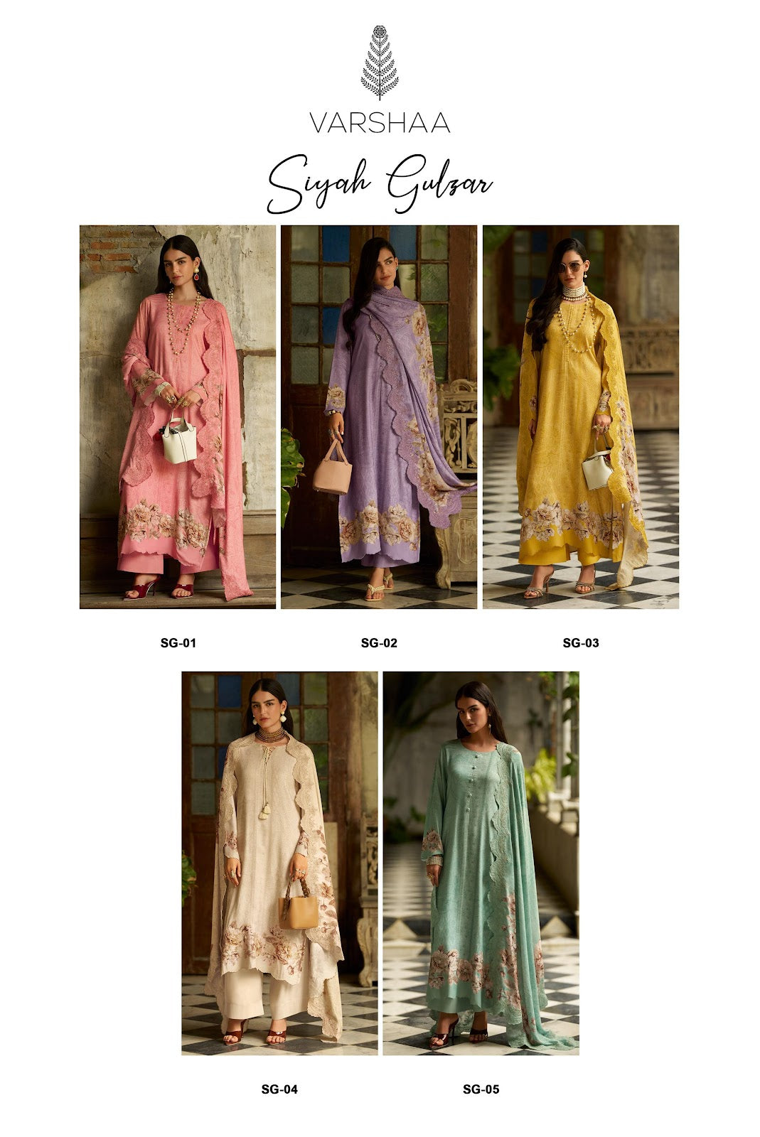 Siyah Gulzar Varshaa Pashmina Suits Wholesale Rate