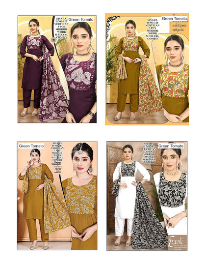 Siyara Green Tomato Vertican Readymade Pant Style Suits Manufacturer