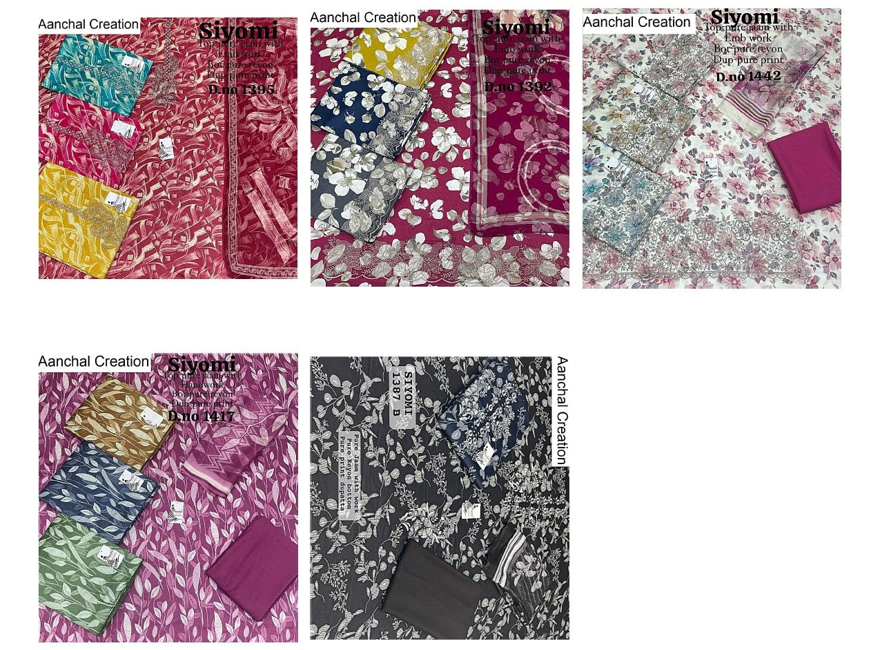 Siyomi Aanchal Creation Pure Jaam Salwar Suits Wholesaler