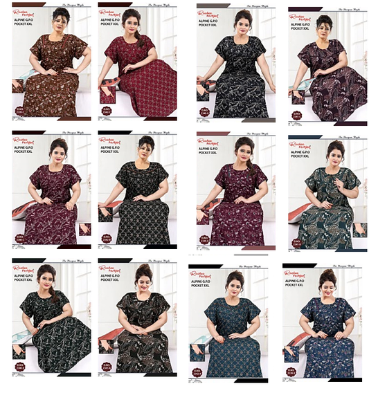 Size 2Xl 221124 Ruchee Fashion Alpine Night Gowns Exporter Gujarat