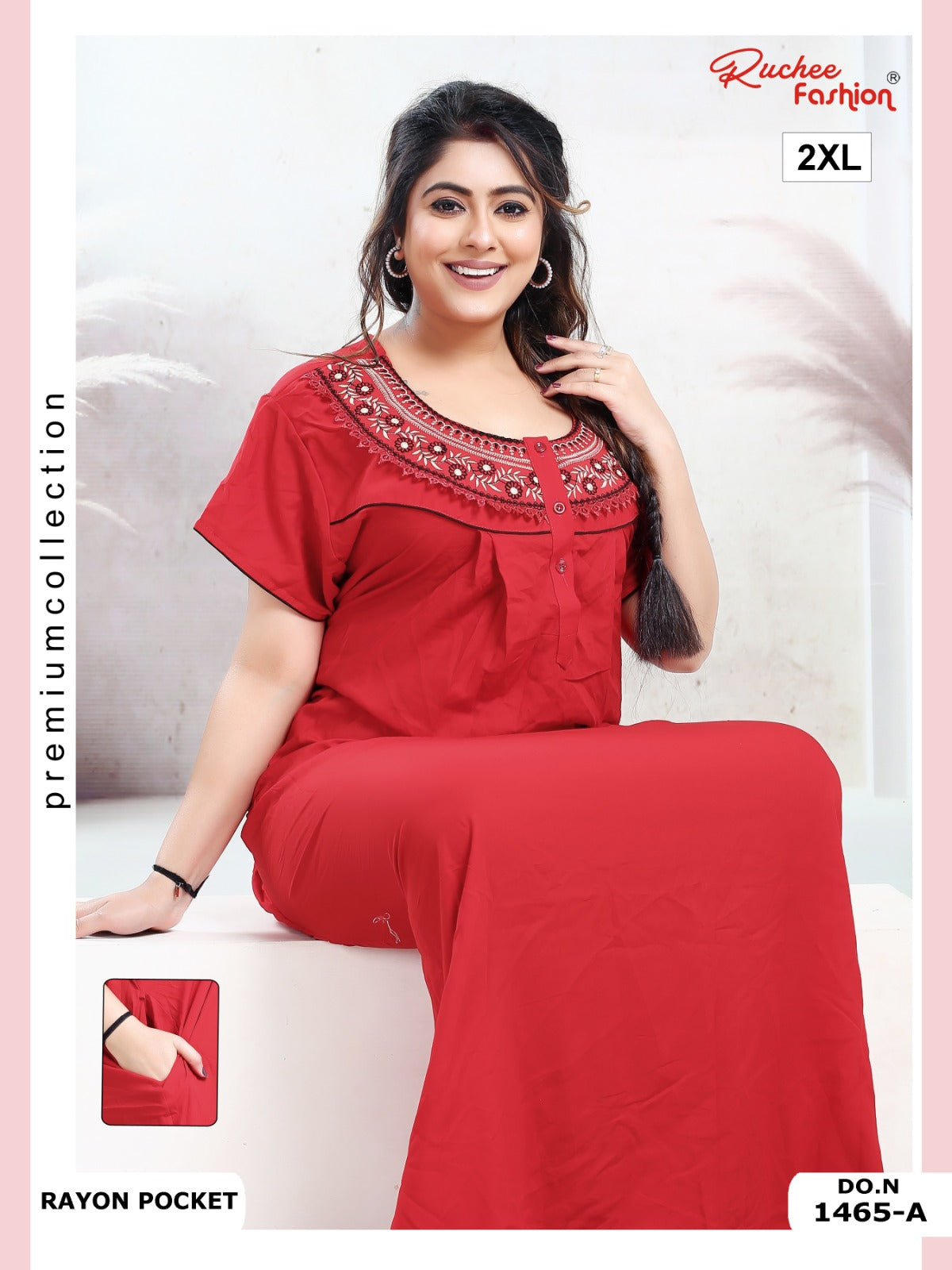 Size 2Xl Rayon Ruchee Fashion Night Gowns Wholesale Price