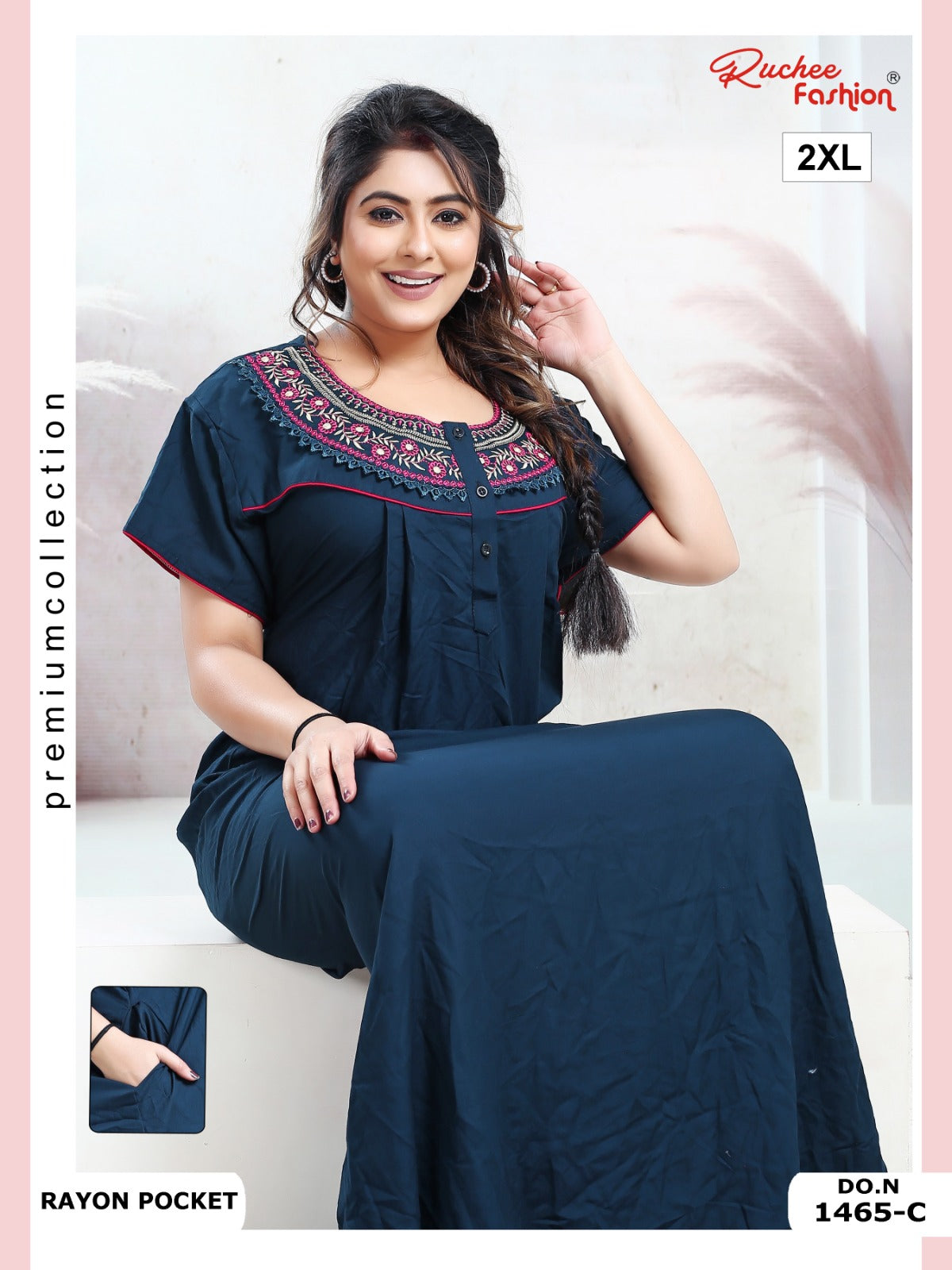 Size 2Xl Rayon Ruchee Fashion Night Gowns Wholesale Price