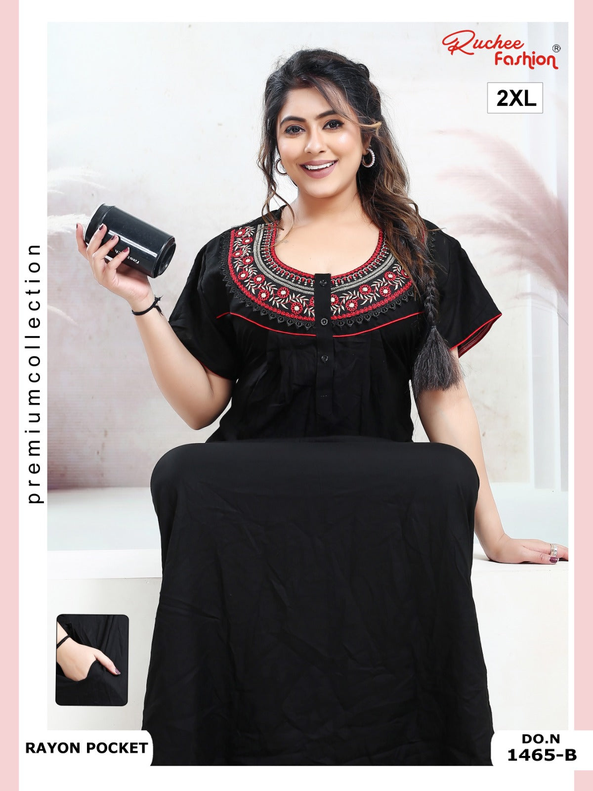 Size 2Xl Rayon Ruchee Fashion Night Gowns Wholesale Price