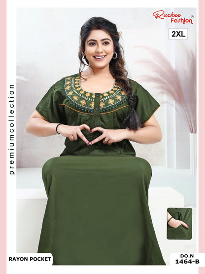 Size 2Xl Rayon Ruchee Fashion Night Gowns Wholesale Price