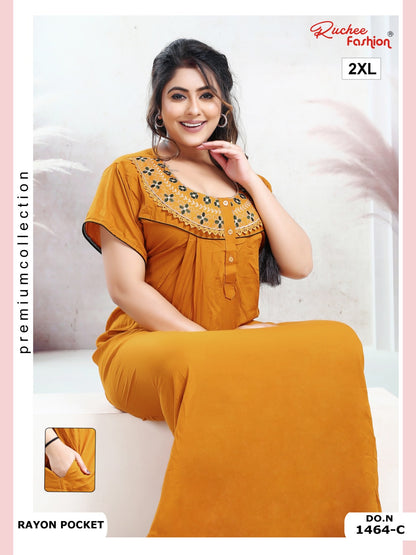 Size 2Xl Rayon Ruchee Fashion Night Gowns Wholesale Price