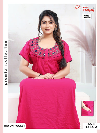 Size 2Xl Rayon Ruchee Fashion Night Gowns Wholesale Price