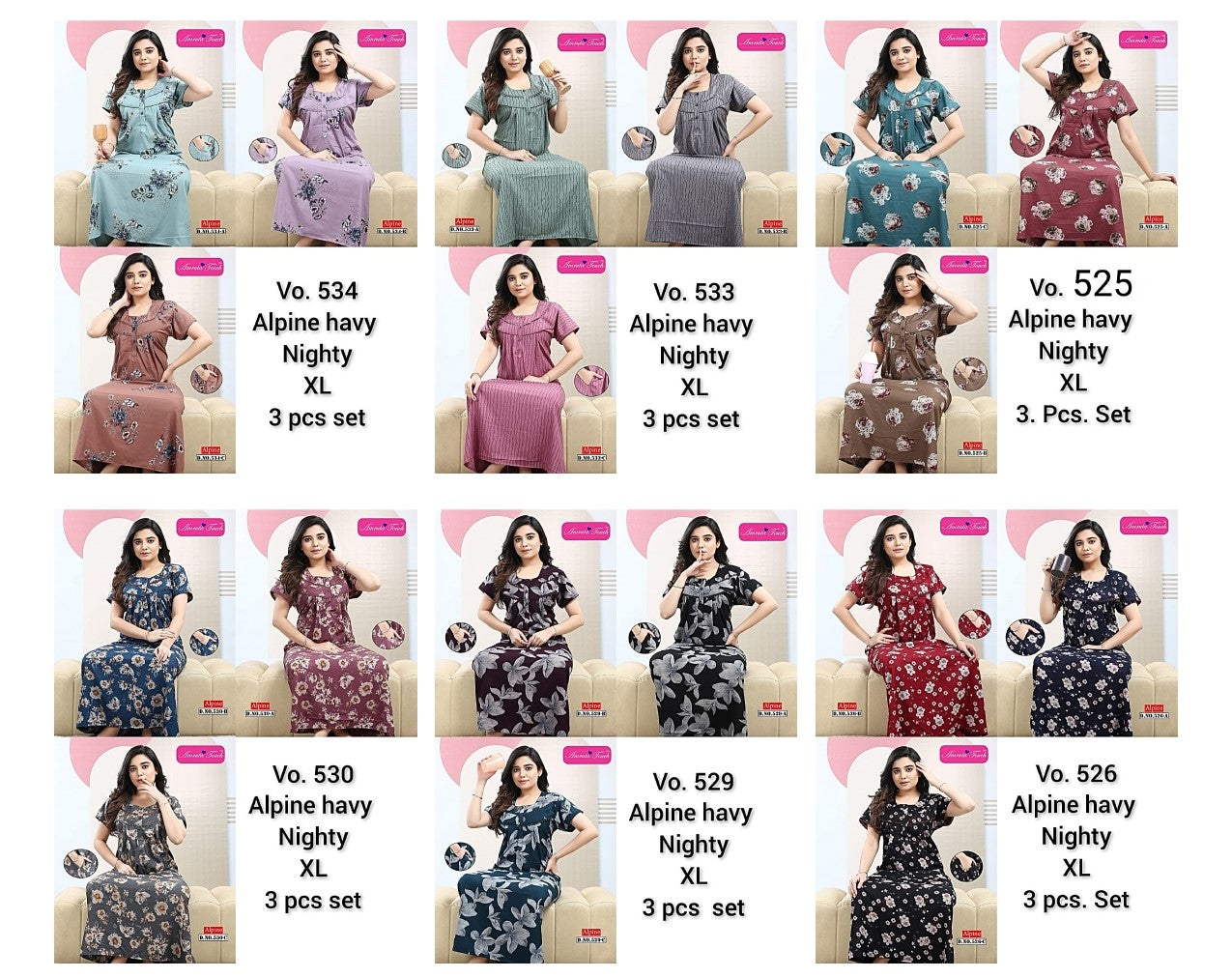 Size Xl 300625 Kavyansika Alpine Night Gowns Exporter