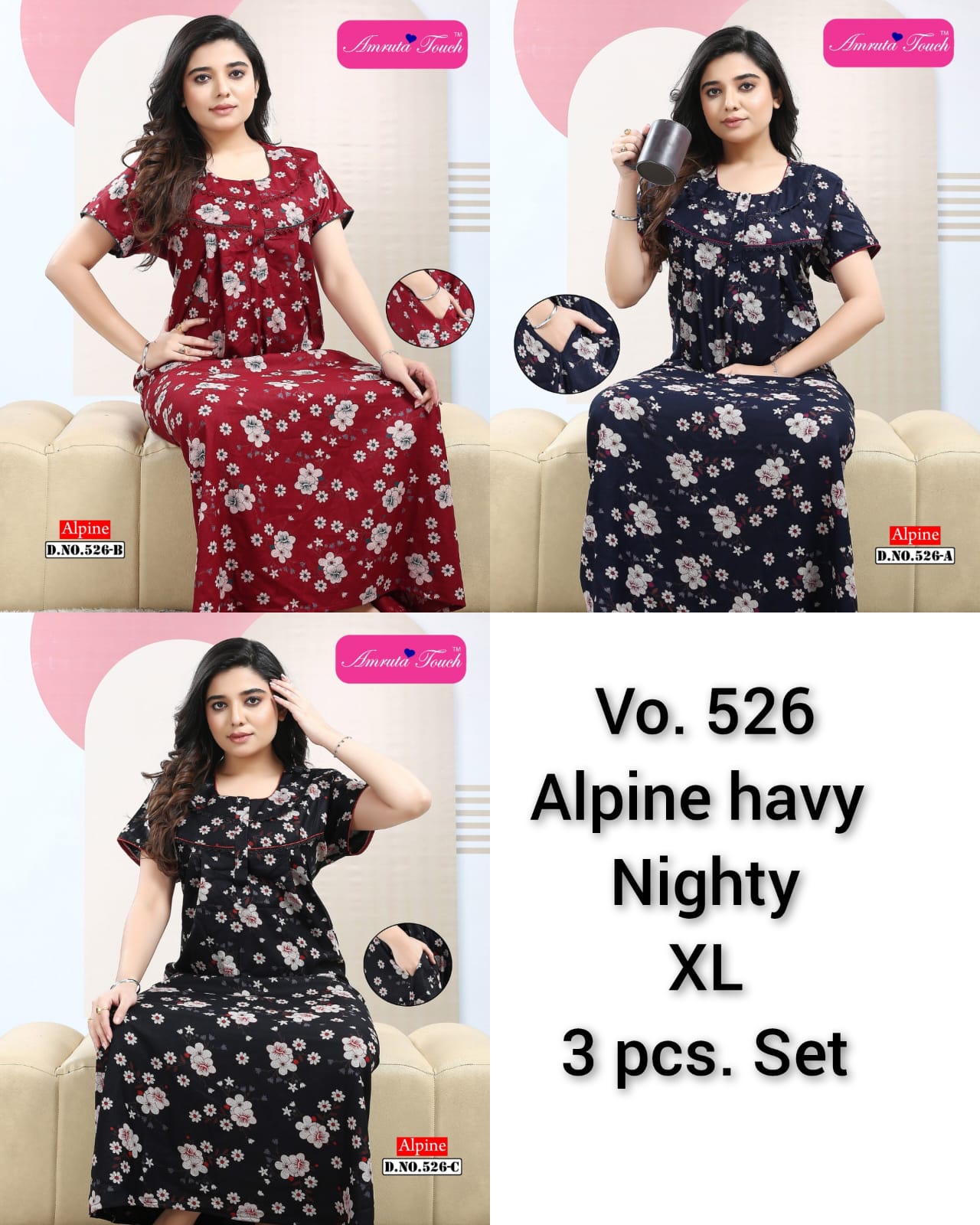 Size Xl 300625 Kavyansika Alpine Night Gowns Exporter