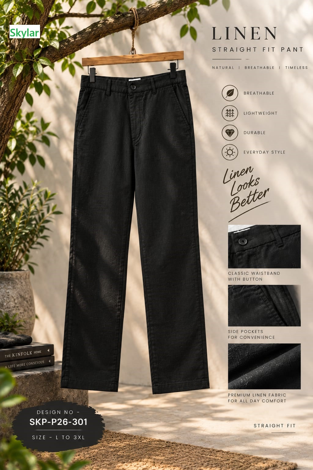 Skp-P26-301 Skylar Linen Mens Pants Wholesale Price
