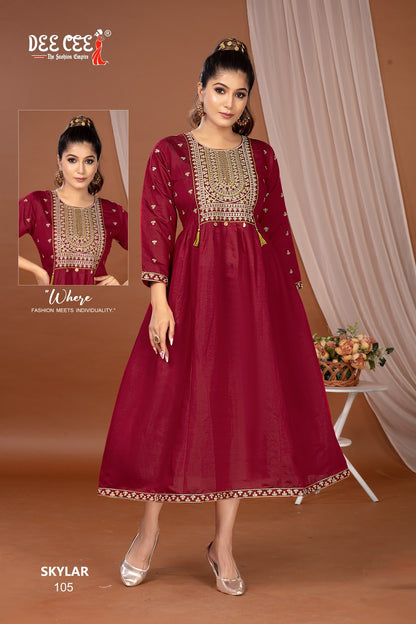 Skylar Deecee Roman Silk Anarkali Kurtis Wholesale Price