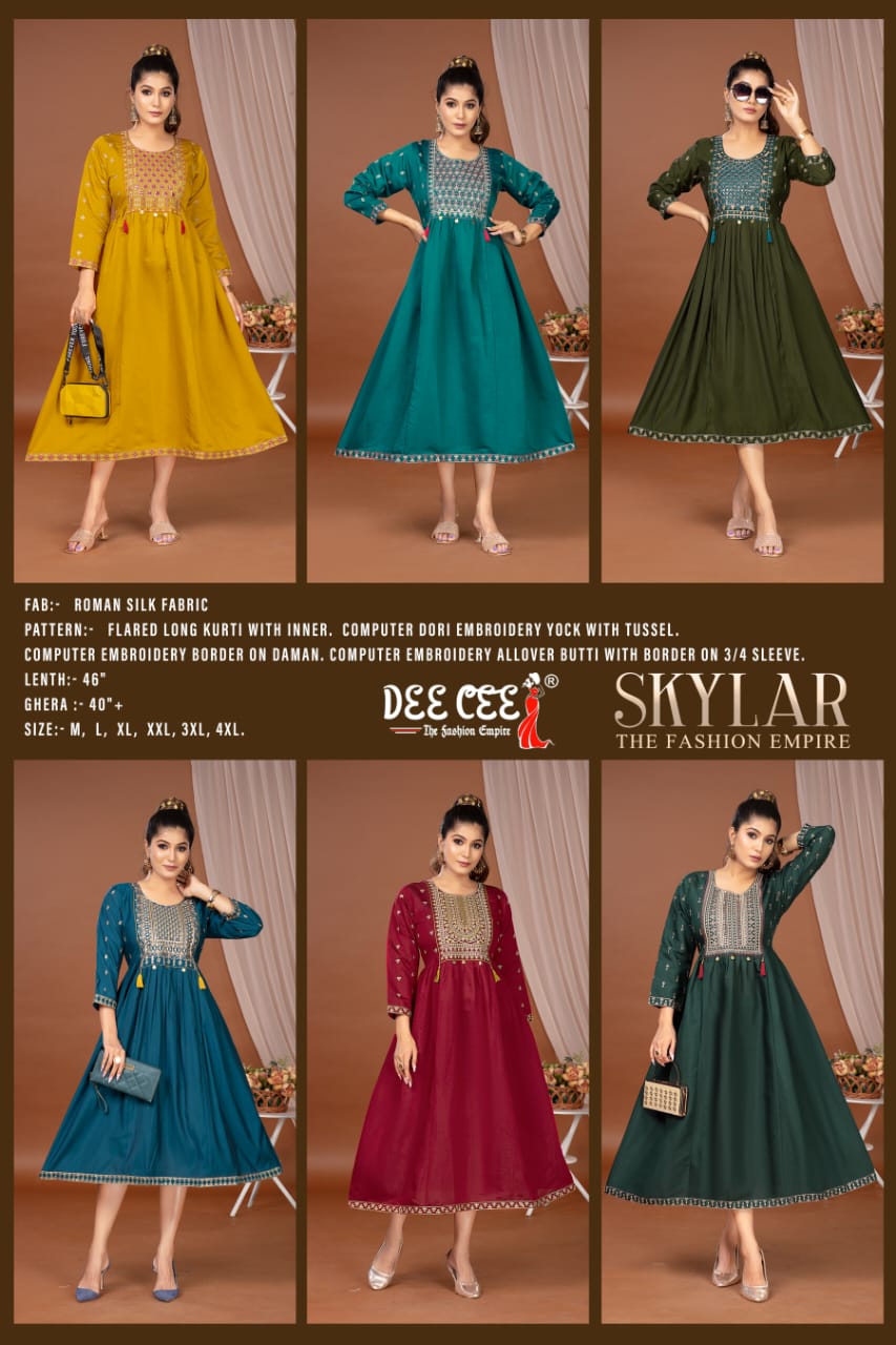 Skylar Deecee Roman Silk Anarkali Kurtis Wholesale Price