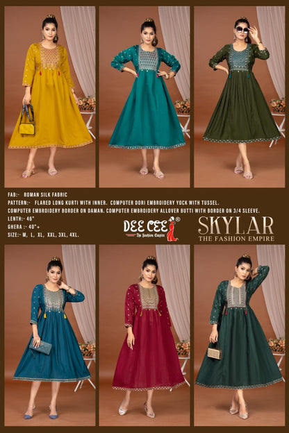 Skylar Deecee Roman Silk Anarkali Kurtis Wholesale Price
