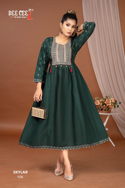 Skylar Deecee Roman Silk Anarkali Kurtis Wholesale Price