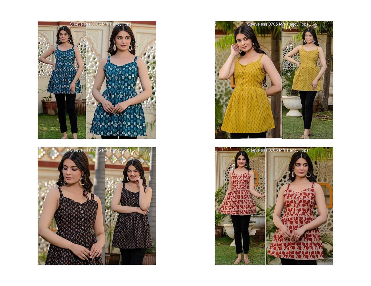 Sleeveless 0705 Mfs Cotton Fancy Tops Wholesale Rate