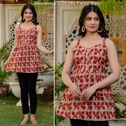 Sleeveless 0705 Mfs Cotton Fancy Tops Wholesale Rate