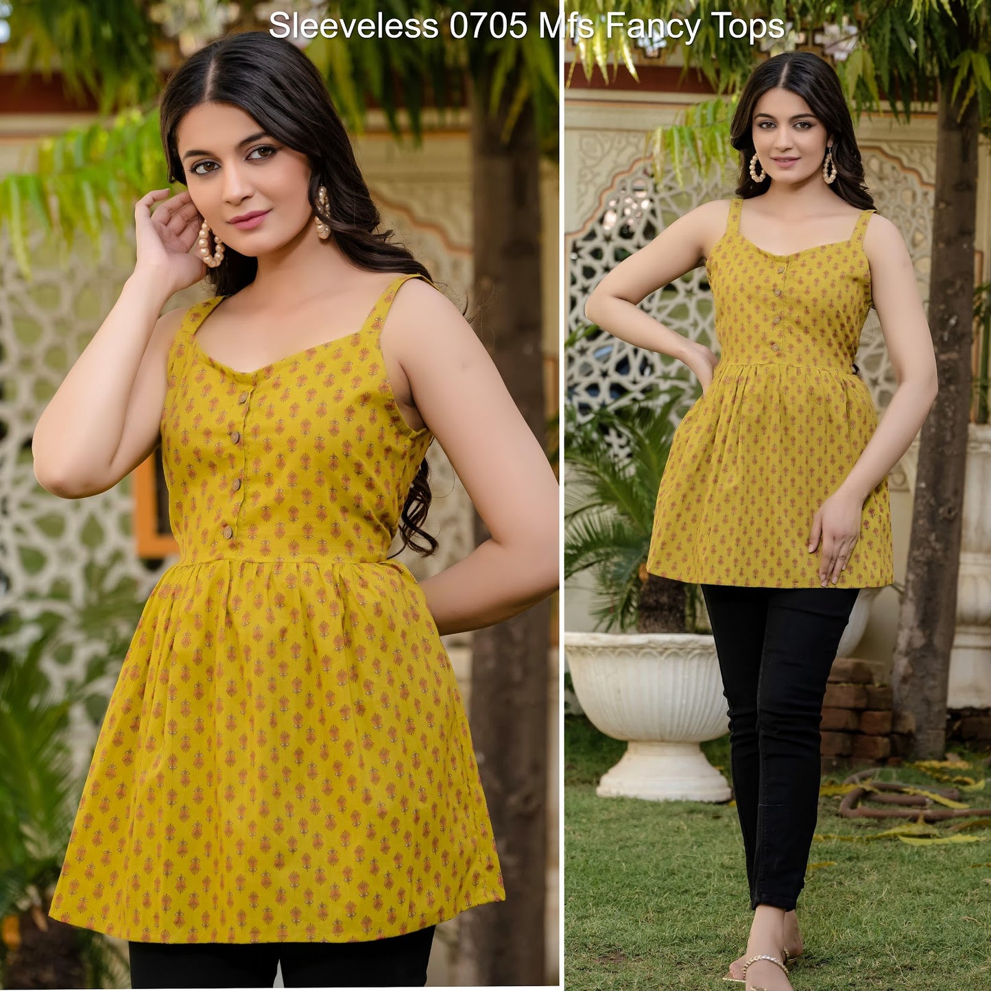 Sleeveless 0705 Mfs Cotton Fancy Tops Wholesale Rate