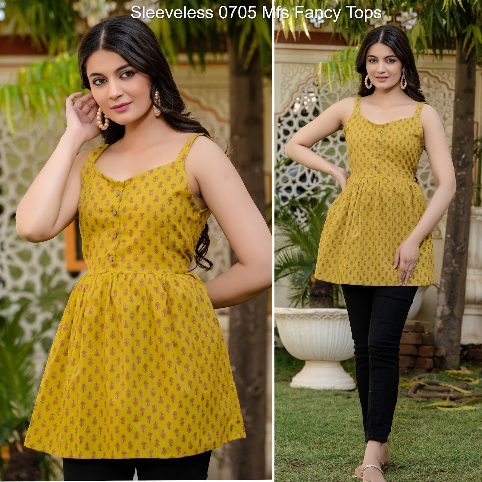 Sleeveless 0705 Mfs Cotton Fancy Tops Wholesale Rate