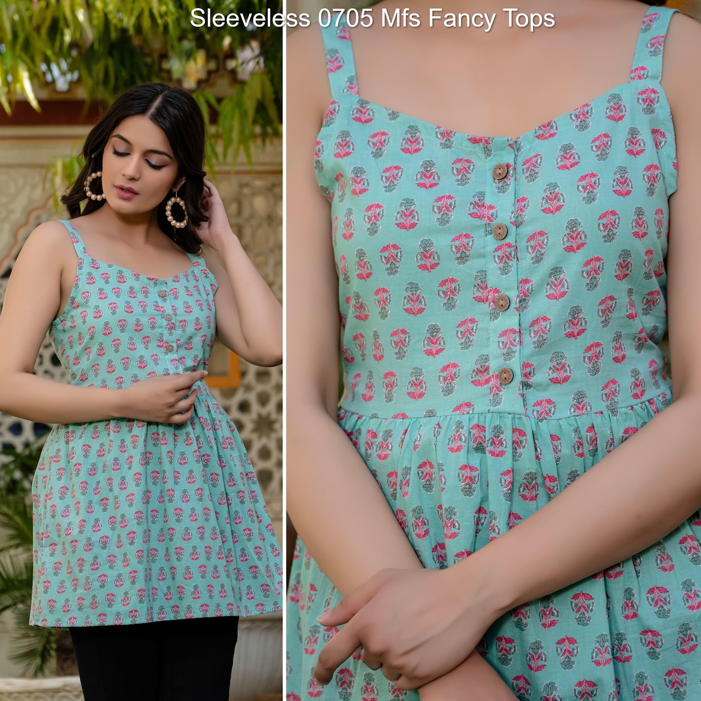 Sleeveless 0705 Mfs Cotton Fancy Tops Wholesale Rate