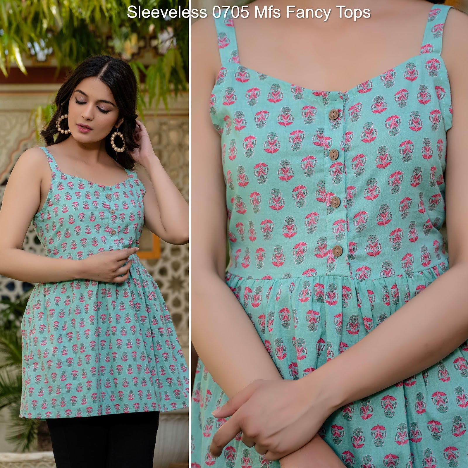 Sleeveless 0705 Mfs Cotton Fancy Tops Wholesale Rate
