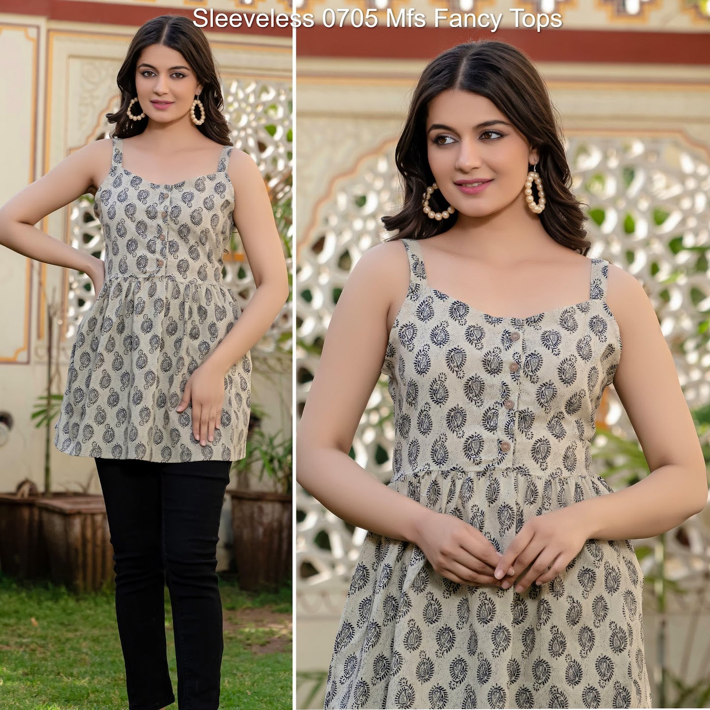 Sleeveless 0705 Mfs Cotton Fancy Tops Wholesale Rate