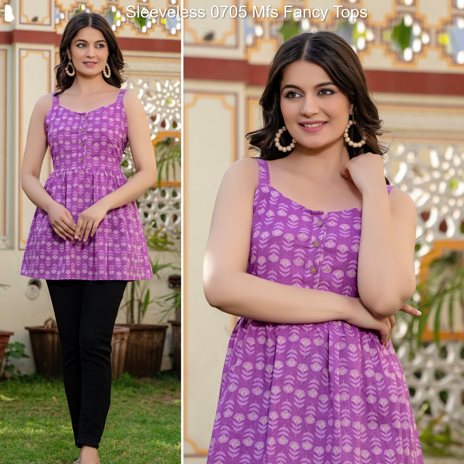 Sleeveless 0705 Mfs Cotton Fancy Tops Wholesale Rate