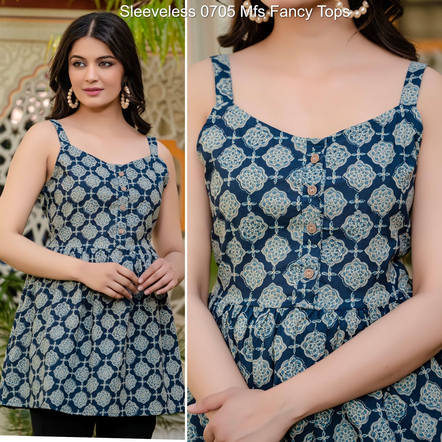 Sleeveless 0705 Mfs Cotton Fancy Tops Wholesale Rate