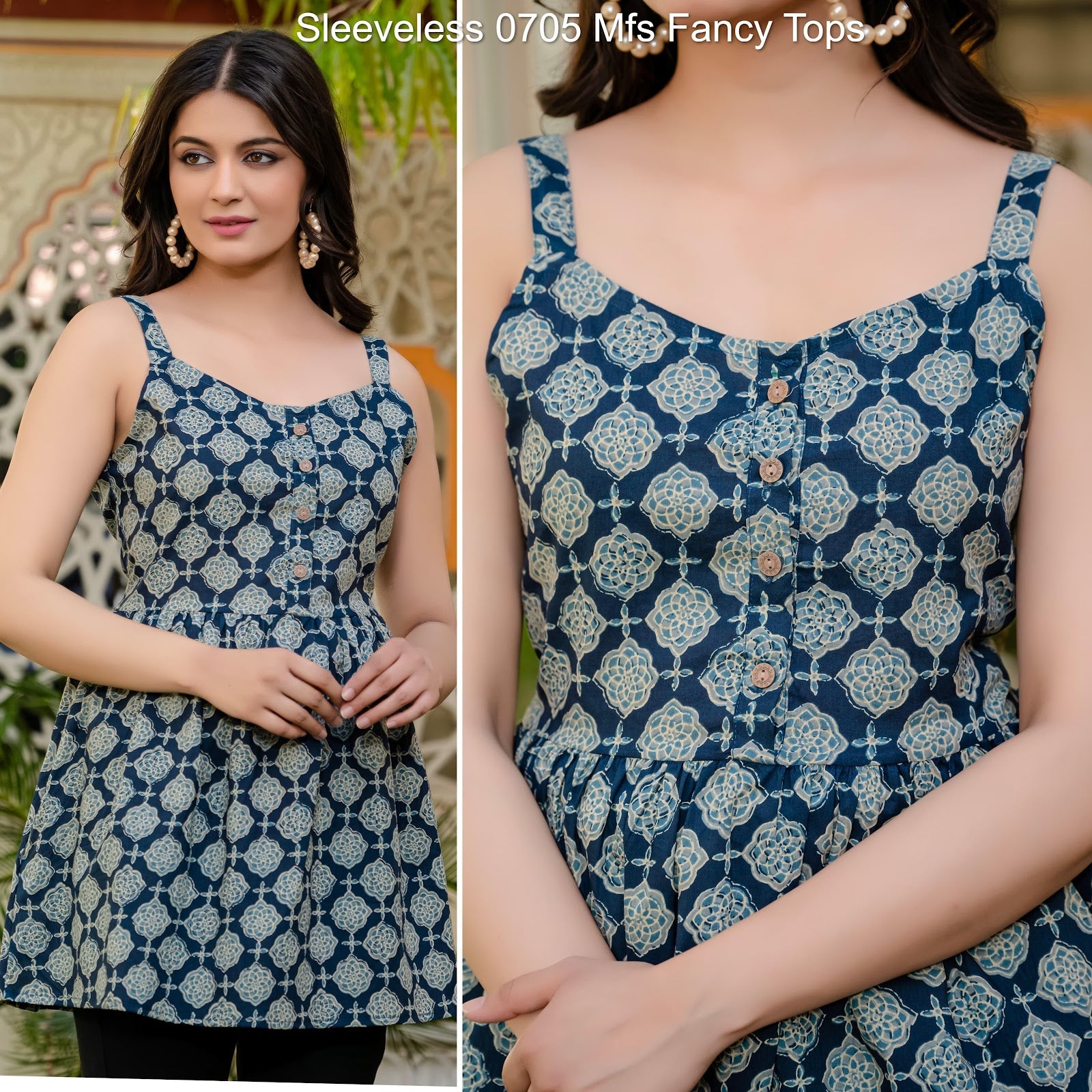 Sleeveless 0705 Mfs Cotton Fancy Tops Wholesale Rate