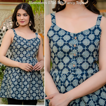 Sleeveless 0705 Mfs Cotton Fancy Tops Wholesale Rate