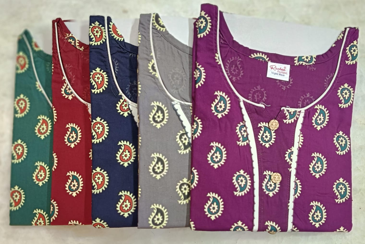 Sleeveless 1705 Ruchee Fashion Cotton Night Gowns Exporter