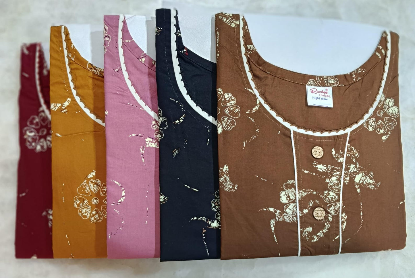 Sleeveless 1705 Ruchee Fashion Cotton Night Gowns Exporter