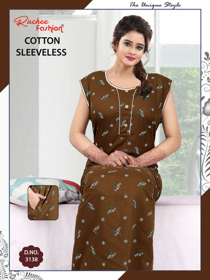 Sleeveless 1705 Ruchee Fashion Cotton Night Gowns Exporter