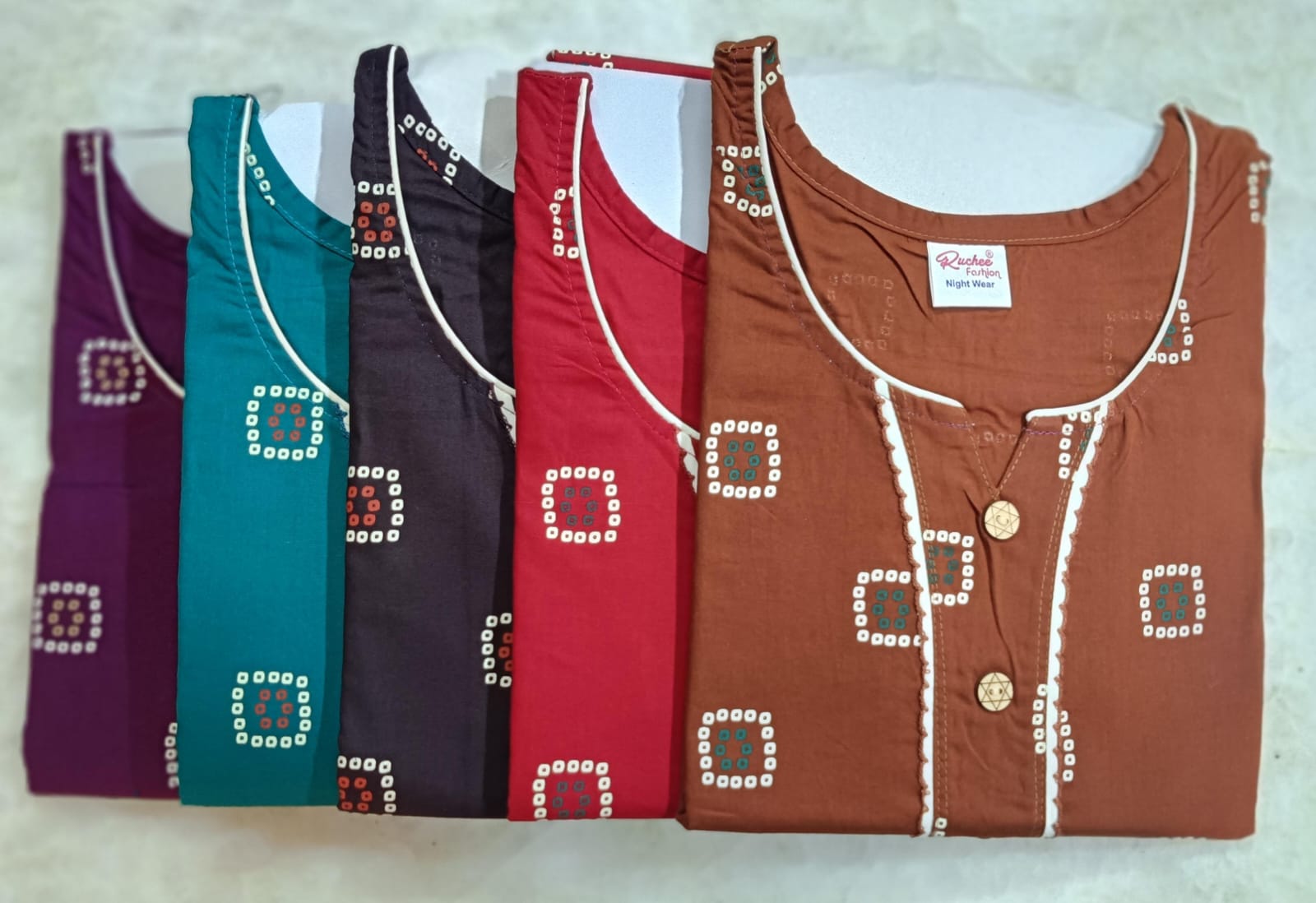 Sleeveless 1705 Ruchee Fashion Cotton Night Gowns Exporter