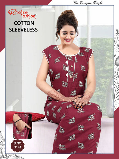 Sleeveless 1705 Ruchee Fashion Cotton Night Gowns Exporter