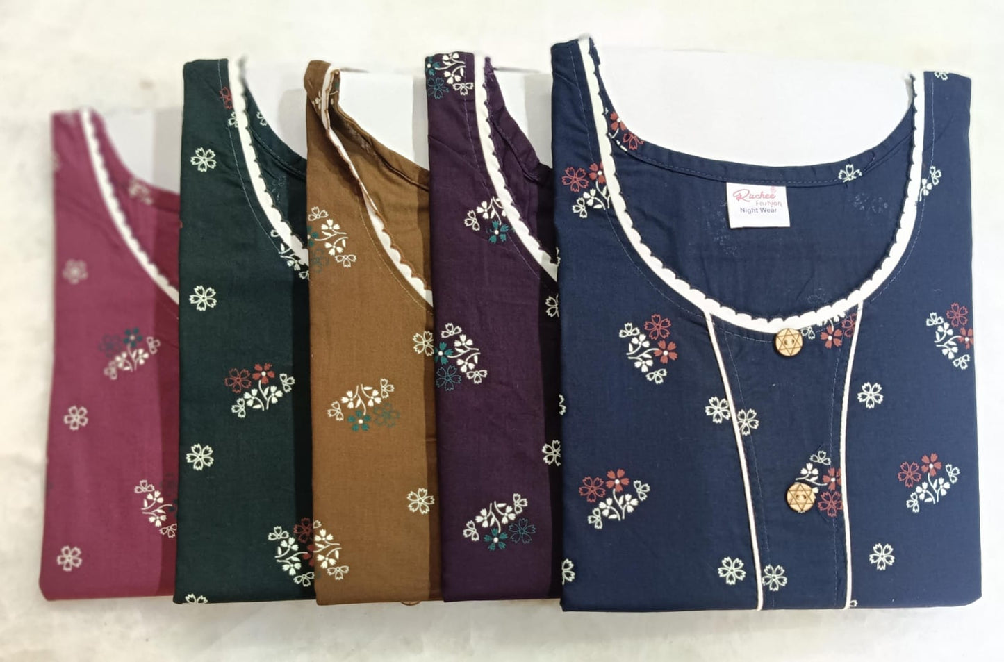 Sleeveless 1705 Ruchee Fashion Cotton Night Gowns Exporter