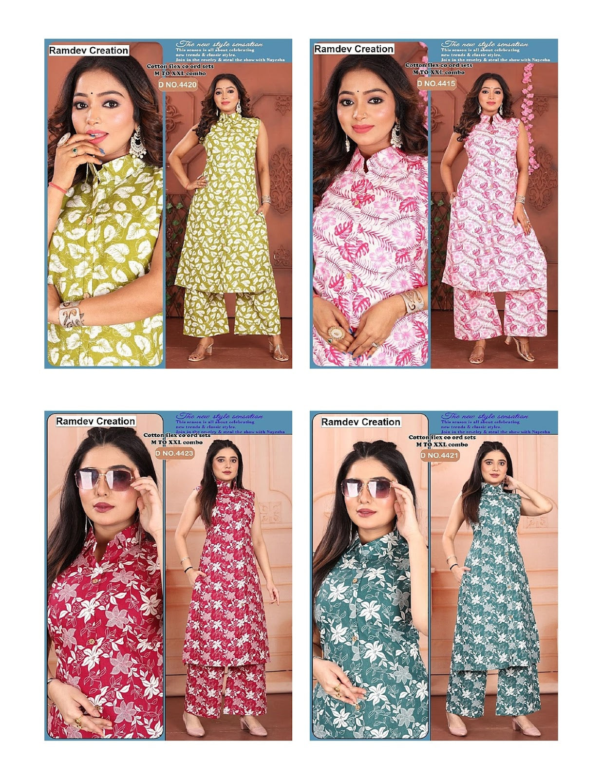 Sleeveless 2025 Ramdev Creation Cotton Co Ord Set Exporter India