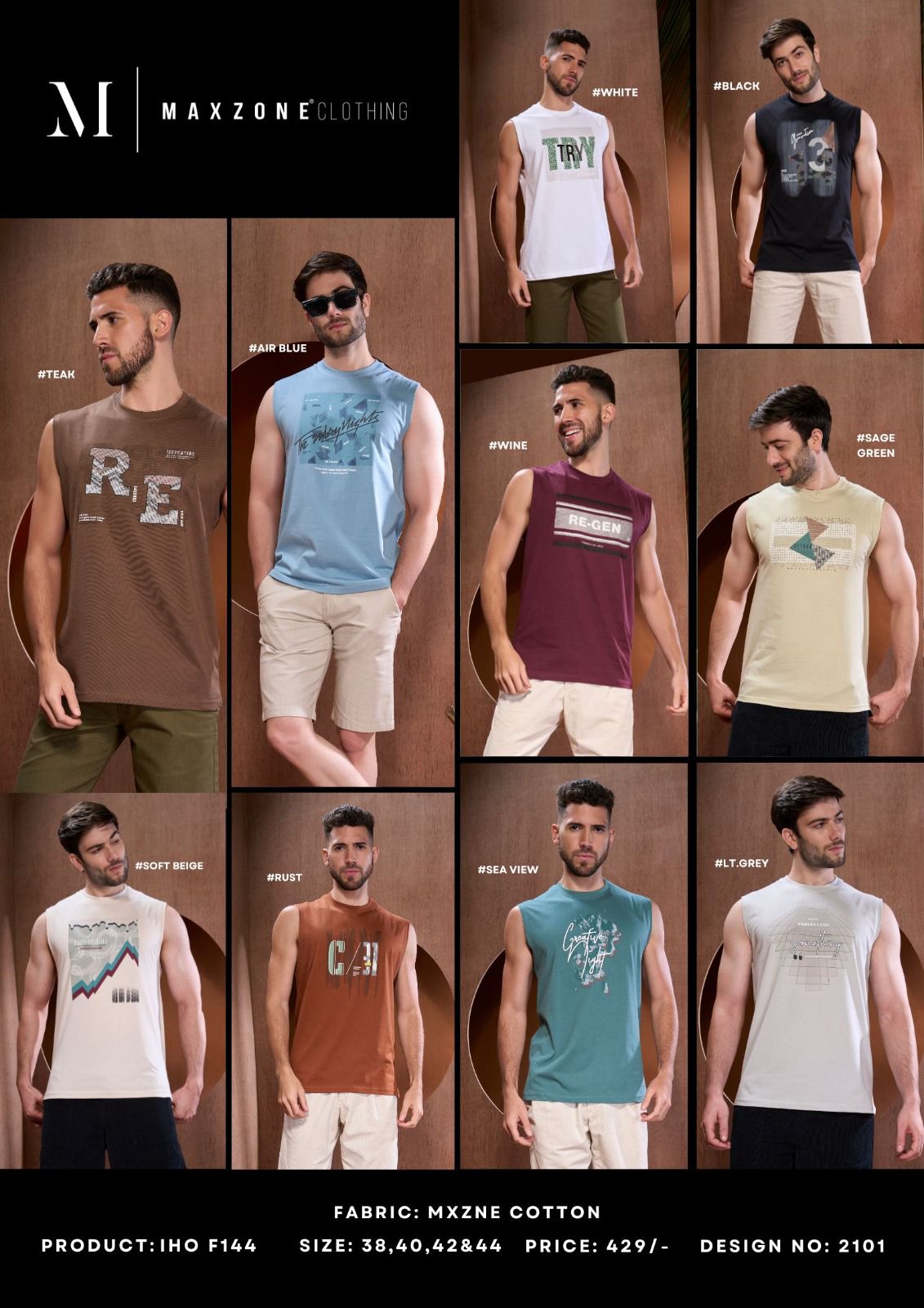 Sleeveless 2101 Maxzone Clothing Cotton Mens Tshirts Wholesaler